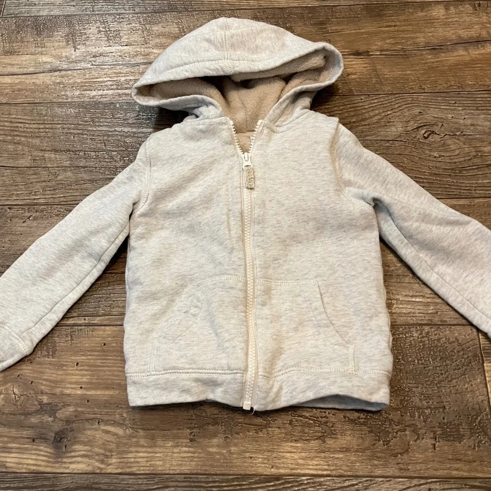 Carters Toddler‎ Boys Girls Gray Sherpa Lined Zip Up Hoodie Jacket 4T 2M068810